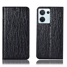 Funda de Cuero Cartera con Soporte Carcasa H18P para Oppo Reno9 5G Negro