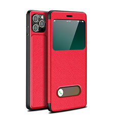 Funda de Cuero Cartera con Soporte Carcasa H19 para Apple iPhone 13 Pro Max Rojo