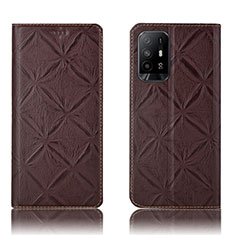 Funda de Cuero Cartera con Soporte Carcasa H19P para Oppo F19 Pro+ Plus 5G Marron