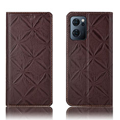 Funda de Cuero Cartera con Soporte Carcasa H19P para Oppo Find X5 Lite 5G Marron