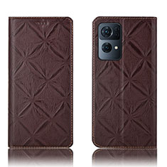 Funda de Cuero Cartera con Soporte Carcasa H19P para Oppo Reno7 Pro 5G Marron