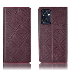 Funda de Cuero Cartera con Soporte Carcasa H19P para Oppo Reno7 SE 5G Rojo Rosa