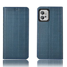 Funda de Cuero Cartera con Soporte Carcasa H20P para Motorola Moto G32 Azul