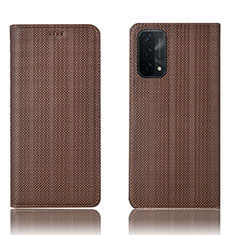 Funda de Cuero Cartera con Soporte Carcasa H20P para Oppo A54 5G Marron