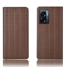 Funda de Cuero Cartera con Soporte Carcasa H20P para Oppo A56S 5G Marron