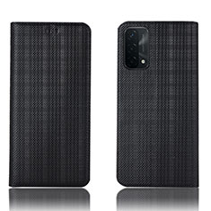 Funda de Cuero Cartera con Soporte Carcasa H20P para Oppo A74 5G Negro