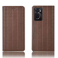 Funda de Cuero Cartera con Soporte Carcasa H20P para Oppo A76 Marron