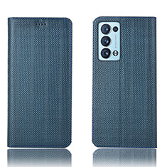 Funda de Cuero Cartera con Soporte Carcasa H20P para Oppo Reno6 Pro 5G Azul