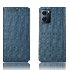 Funda de Cuero Cartera con Soporte Carcasa H20P para Oppo Reno7 5G Azul