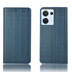 Funda de Cuero Cartera con Soporte Carcasa H20P para Oppo Reno8 5G Azul