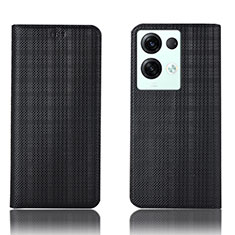 Funda de Cuero Cartera con Soporte Carcasa H20P para Oppo Reno8 Pro 5G Negro