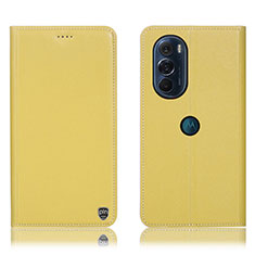 Funda de Cuero Cartera con Soporte Carcasa H21P para Motorola Moto Edge Plus (2022) 5G Amarillo