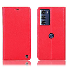 Funda de Cuero Cartera con Soporte Carcasa H21P para Motorola Moto Edge S30 5G Rojo