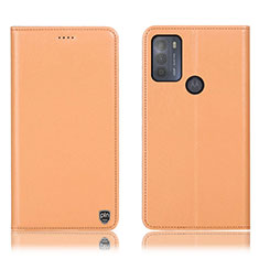 Funda de Cuero Cartera con Soporte Carcasa H21P para Motorola Moto G50 Naranja