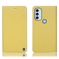 Funda de Cuero Cartera con Soporte Carcasa H21P para Motorola Moto G71 5G Amarillo