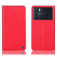 Funda de Cuero Cartera con Soporte Carcasa H21P para Oppo K9 Pro 5G Rojo