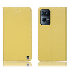 Funda de Cuero Cartera con Soporte Carcasa H21P para Oppo Reno7 Pro 5G Amarillo