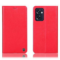 Funda de Cuero Cartera con Soporte Carcasa H21P para Oppo Reno7 SE 5G Rojo