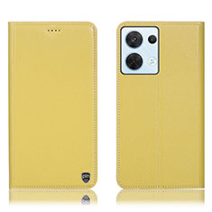 Funda de Cuero Cartera con Soporte Carcasa H21P para Oppo Reno8 5G Amarillo