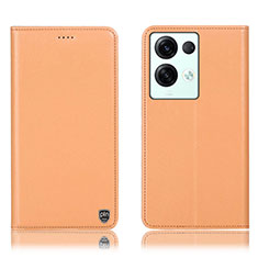 Funda de Cuero Cartera con Soporte Carcasa H21P para Oppo Reno8 Pro+ Plus 5G Naranja