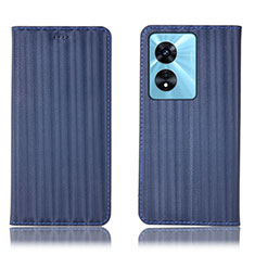 Funda de Cuero Cartera con Soporte Carcasa H23P para Oppo A97 5G Azul