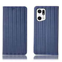 Funda de Cuero Cartera con Soporte Carcasa H23P para Oppo Find X5 5G Azul