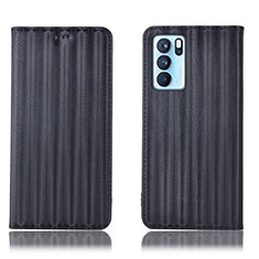 Funda de Cuero Cartera con Soporte Carcasa H23P para Oppo Reno6 Pro 5G India Negro