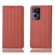 Funda de Cuero Cartera con Soporte Carcasa H23P para Oppo Reno7 Pro 5G Marron