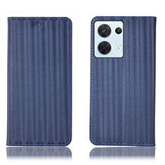 Funda de Cuero Cartera con Soporte Carcasa H23P para Oppo Reno9 Pro 5G Azul