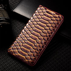 Funda de Cuero Cartera con Soporte Carcasa H25P para Apple iPhone 12 Pro Marron