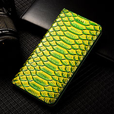 Funda de Cuero Cartera con Soporte Carcasa H25P para Apple iPhone 13 Pro Max Verde