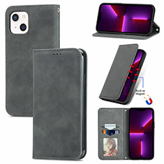 Funda de Cuero Cartera con Soporte Carcasa H30 para Apple iPhone 14 Gris Oscuro