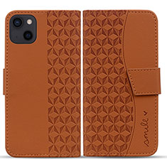 Funda de Cuero Cartera con Soporte Carcasa HF1 para Apple iPhone 14 Plus Marron