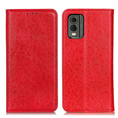 Funda de Cuero Cartera con Soporte Carcasa K01Z para Nokia C210 Rojo