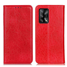 Funda de Cuero Cartera con Soporte Carcasa K01Z para Oppo A95 4G Rojo