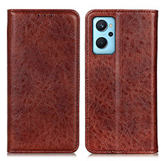 Funda de Cuero Cartera con Soporte Carcasa K01Z para Oppo A96 4G Marron