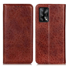 Funda de Cuero Cartera con Soporte Carcasa K01Z para Oppo F19 Marron