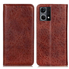 Funda de Cuero Cartera con Soporte Carcasa K01Z para Oppo F21 Pro 4G Marron