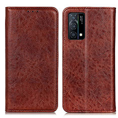 Funda de Cuero Cartera con Soporte Carcasa K01Z para Oppo K9 5G Marron