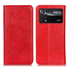 Funda de Cuero Cartera con Soporte Carcasa K01Z para Xiaomi Poco X4 Pro 5G Rojo