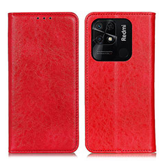 Funda de Cuero Cartera con Soporte Carcasa K01Z para Xiaomi Redmi 10C 4G Rojo