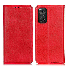 Funda de Cuero Cartera con Soporte Carcasa K01Z para Xiaomi Redmi Note 11 4G (2022) Rojo
