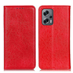 Funda de Cuero Cartera con Soporte Carcasa K01Z para Xiaomi Redmi Note 11T Pro 5G Rojo