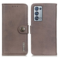 Funda de Cuero Cartera con Soporte Carcasa K02Z para Oppo Reno6 Pro+ Plus 5G Gris