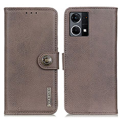 Funda de Cuero Cartera con Soporte Carcasa K02Z para Oppo Reno7 4G Gris