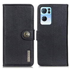 Funda de Cuero Cartera con Soporte Carcasa K02Z para Oppo Reno7 Pro 5G Negro