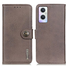 Funda de Cuero Cartera con Soporte Carcasa K02Z para Oppo Reno7 Z 5G Gris