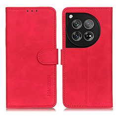 Funda de Cuero Cartera con Soporte Carcasa K03Z para OnePlus 12R 5G Rojo