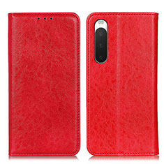 Funda de Cuero Cartera con Soporte Carcasa K03Z para Sony Xperia 10 V Rojo