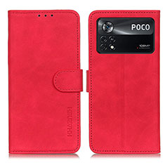 Funda de Cuero Cartera con Soporte Carcasa K03Z para Xiaomi Poco X4 Pro 5G Rojo